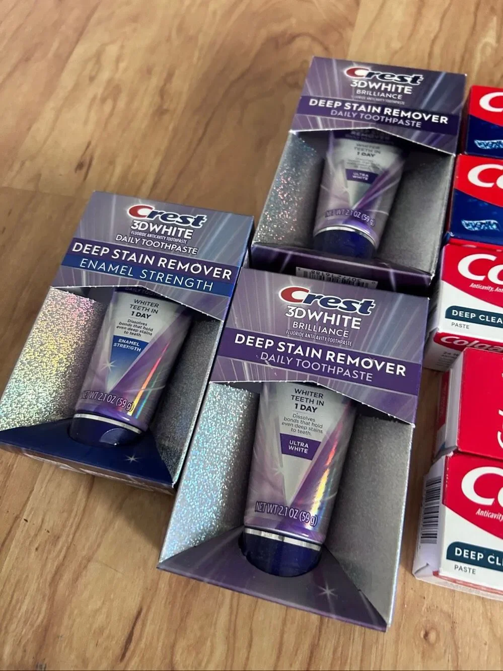 Bundle of toothpaste 10 different types and expiration dates Colgate creat